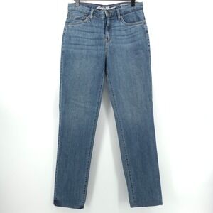Eddie Bauer Womens Jeans Boyfriend 4 Blue Flannel Lined Relaxed Leg